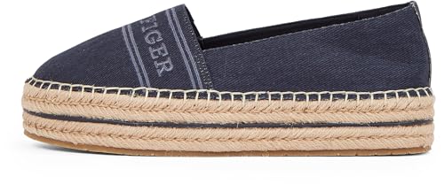 Tommy Hilfiger Damen Espadrilles Denim Platform mit Plateau, Blau (Space Blue), 38 von Tommy Hilfiger