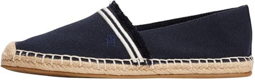 Tommy Hilfiger Damen Espadrilles Fringe Canvas Closed mit Logo, Blau (Space Blue), 39 von Tommy Hilfiger