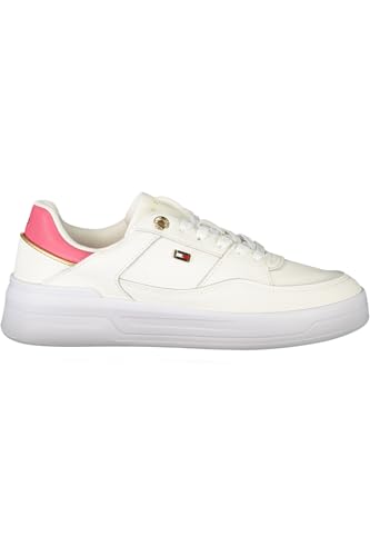 Tommy Hilfiger Damen Runner Sneaker Essential Basket Low Top, Weiß (Ancient White/Heritage Pink), 41 von Tommy Hilfiger