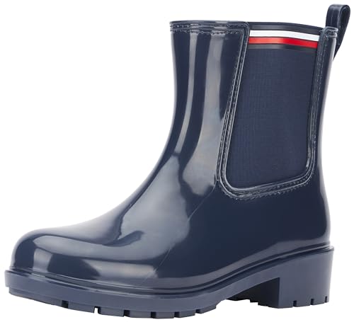 Tommy Hilfiger Damen Low Boot Stiefel Essential Corporate Rainboot Gummistiefel, Mehrfarbig (Space Blue), 36 EU von Tommy Hilfiger