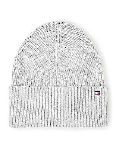 Tommy Hilfiger Damen Essential Flag Beanie AW0AW13819 Gestrickte Mütze, Grau (Light Grey Heather), OS von Tommy Jeans