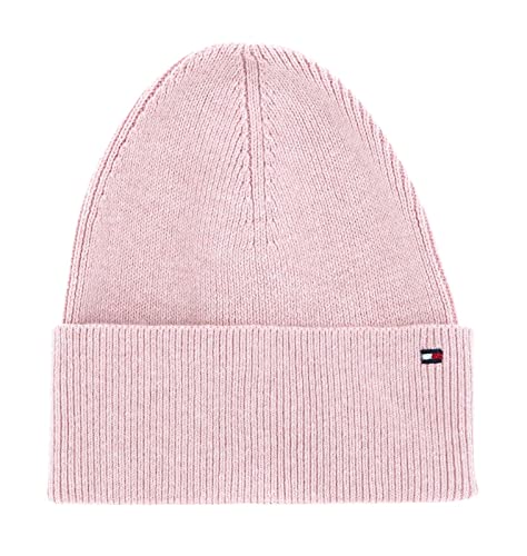 Tommy Hilfiger Damen Essential Flag Beanie AW0AW13819 Gestrickte Mütze, Rosa (Sepia Pink Melange), OS von Tommy Hilfiger