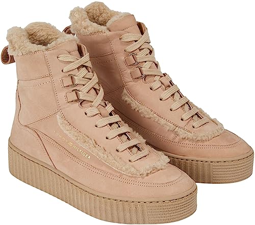 Tommy Hilfiger Damen Essential LACE UP WARMBOOTIE FW0FW07503 Niedrige Stiefel, Beige (Merino), 36 EU von Tommy Hilfiger