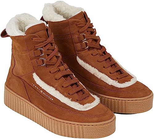 Tommy Hilfiger Damen Essential LACE UP WARMBOOTIE FW0FW07503 Niedrige Stiefel, Braun (Natural Cognac), 36.5 EU von Tommy Hilfiger