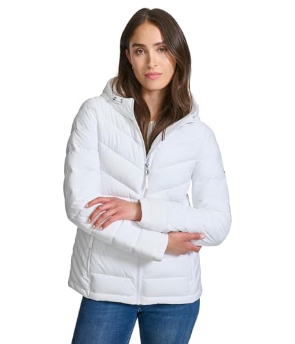 Tommy Hilfiger Damen Essential Lightweight Packable Puffer Jacket Daunenalternativer Mantel, Weiss/opulenter Garten, L von Tommy Hilfiger