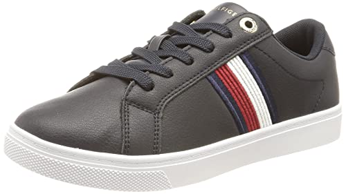 Tommy Hilfiger Damen Cupsole Sneaker Essential Stripes Schuhe , Blau (Space Blue), 36 EU von Tommy Hilfiger