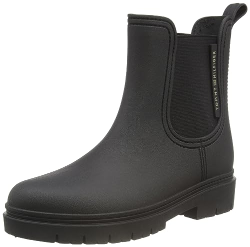 Tommy Hilfiger Damen Gummistiefel Essential Rainbootie Halbhoch, Schwarz (Black), 36 von Tommy Hilfiger