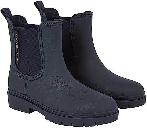 Tommy Hilfiger Damen Essential Tommy RAINBOOTIE FW0FW07471 Niedrige Stiefel, Blau (Space Blue), 37 EU von Tommy Hilfiger