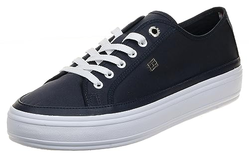 Tommy Hilfiger Damen Vulcanized Sneaker Essential Canvas Schuhe, Blau (Space Blue), 39 von Tommy Hilfiger