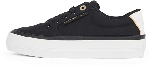 Tommy Hilfiger Damen Vulcanized Sneaker Essential Textile Plateau, Schwarz (Black), 37 von Tommy Hilfiger