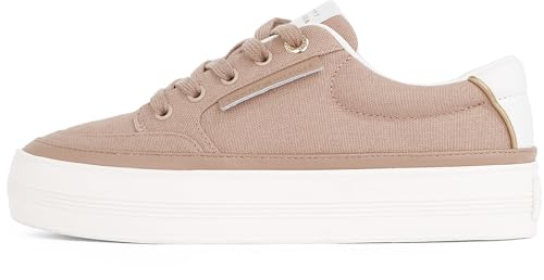 Tommy Hilfiger Damen Vulcanized Sneaker Essential Textile Plateau, Braun (Claystone), 36 von Tommy Hilfiger