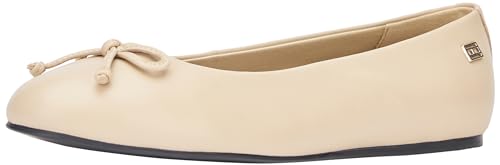 Tommy Hilfiger Damen Ballerinas Essential Leather Ballerina Elegant, Beige (White Clay), 36 EU von Tommy Hilfiger