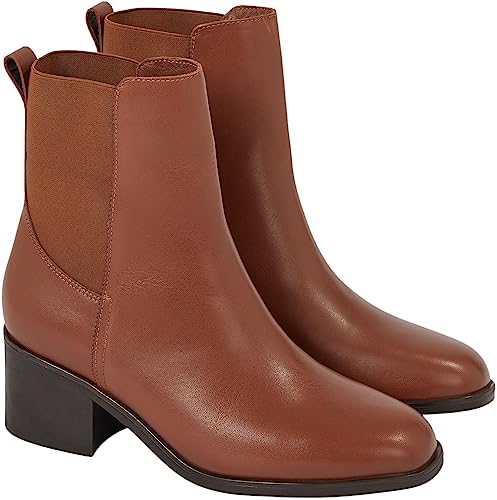 Tommy Hilfiger Damen Mid Boot Stiefel Chelsea Thermo aus Leder, Braun (Natural Cognac), 40 von Tommy Hilfiger