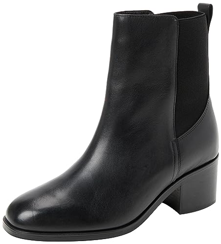 Tommy Hilfiger Damen Mid Boot Stiefel Chelsea Thermo aus Leder, Schwarz (Black), 37 von Tommy Hilfiger