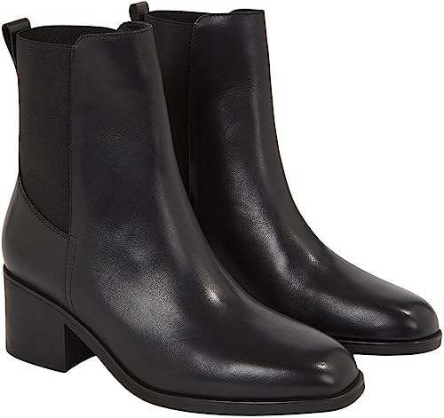Tommy Hilfiger Damen Mid Boot Stiefel Chelsea Thermo aus Leder, Schwarz (Black), 39 von Tommy Hilfiger