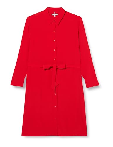 Tommy Hilfiger Fluid Viscose Crepe Knee Dress Hemdkleider Damen, Rot (Fierce Red), 44 von Tommy Hilfiger