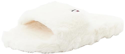 Tommy Hilfiger Damen Hausschuhe Fur Home Slipper Slide Plüsch, Beige (Ancient White), 35/36 von Tommy Hilfiger