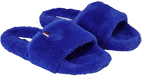 Tommy Hilfiger Damen Hausschuhe Fur Home Slipper Slide Plüsch, Blau (Ultra Blue), 39/40 von Tommy Hilfiger
