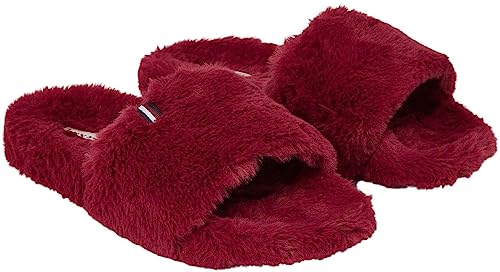 Tommy Hilfiger Damen Hausschuhe Fur Home Slipper Slide Plüsch, Rot (Rouge), 35/36 von Tommy Hilfiger