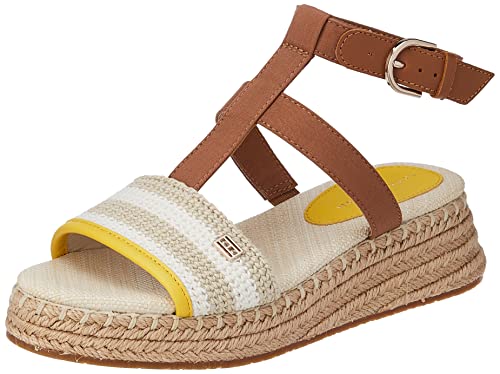 Tommy Hilfiger Damen Espadrilles Feminine Crochet Platform Sandal Stoffschuhe, Beige (Light Sandalwood), 36 von Tommy Hilfiger