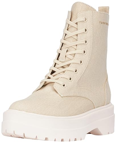 Tommy Hilfiger Damen Stiefel Feminine Essential Canvas Boot Stiefeletten, Beige (Classic Beige), 37 von Tommy Hilfiger