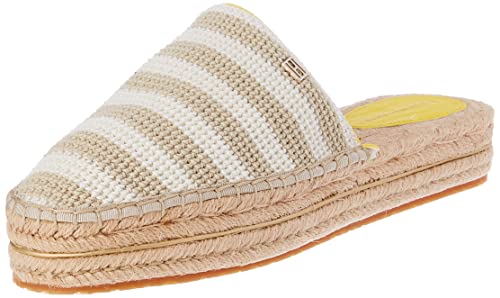 Tommy Hilfiger Damen Espadrilles Feminine Crochet Mule Stoffschuhe, Beige (Light Sandalwood), 37 von Tommy Hilfiger