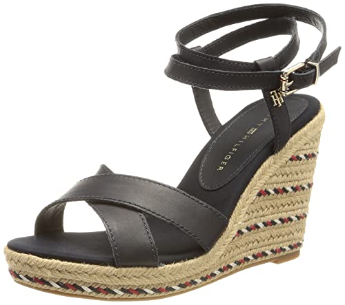 Tommy Hilfiger Damen Feminine Sandalen mit hohem Keilabsatz Espadrilles, Wüstenhimmel, 41 EU von Tommy Hilfiger