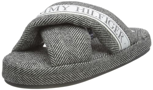 Tommy Hilfiger Damen Home Slipper FW0FW07609 Hausschuhe, Schwarz (Herringbone), 38 EU von Tommy Hilfiger