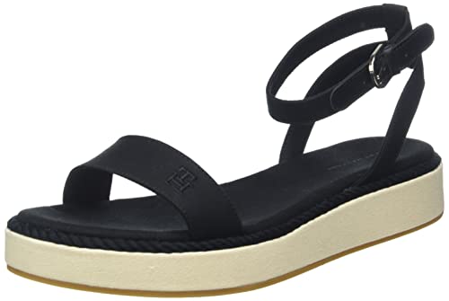 Tommy Hilfiger Damen Sandalen Rope Flatform Sommer, Schwarz (Black), 41 EU von Tommy Hilfiger