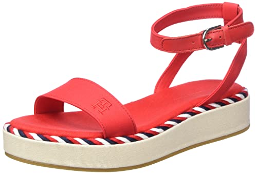 Tommy Hilfiger Damen Sandalen Rope Flatform Sommer, Rot (Fireworks), 38 EU von Tommy Hilfiger