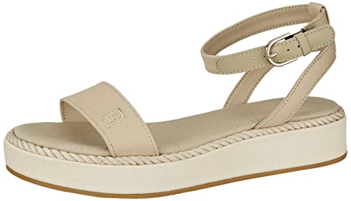 Tommy Hilfiger Damen Sandalen Rope Flatform Sommer, Beige (Sandalwood), 41 EU von Tommy Hilfiger