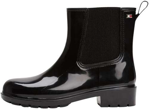 Tommy Hilfiger Damen Gummistiefel Hardware Rainboot Glänzend, Schwarz (Black), 38 von Tommy Hilfiger