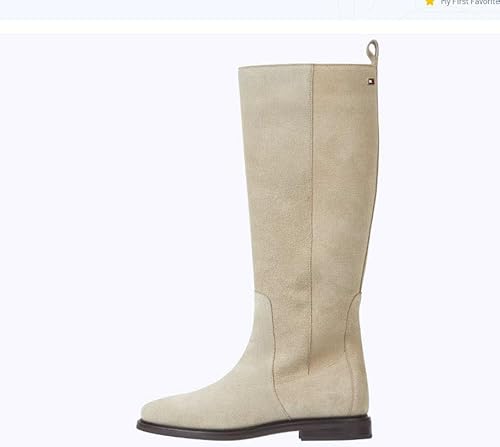 Tommy Hilfiger Damen Stiefel Suede Flach, Beige (Beige), 40 von Tommy Hilfiger