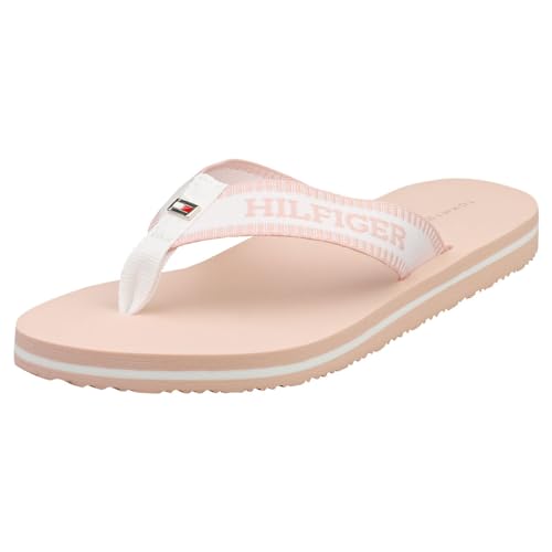 Tommy Hilfiger Damen Flip Flops Pool Slide Zehentrenner, Mehrfarbig (Ecru/Whimsy Pink), 37 von Tommy Hilfiger