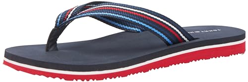 Tommy Hilfiger Damen Flip Flops Stripes Beach Sandal Badeschuhe, Mehrfarbig (Red White Blue), 38 von Tommy Hilfiger