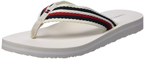 Tommy Hilfiger Damen Flip Flops Tommy Essential Comfort Sandal Badeschuhe, Elfenbein (Feather White), 37 EU von Tommy Hilfiger