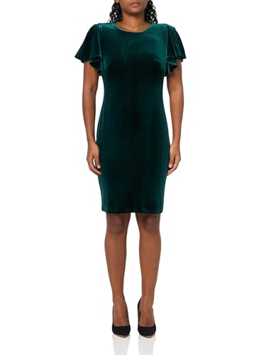 Tommy Hilfiger Damen Flutter Sleeve Stretch Velvet Solid Dress Kleid, Jäger, 36 Tommy Hilfiger Damen Flutter Sleeve Stretch Velvet Solid Dress Kleid, Jäger, 36 von Tommy Hilfiger