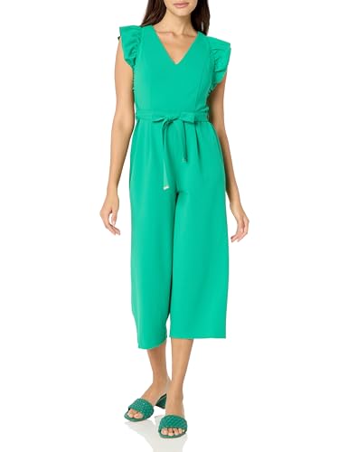 Tommy Hilfiger Damen Flutter Sleeve V-Neck Tie Waist Jumpsuit Lässiges Abendkleid, Sittich, 2 von Tommy Hilfiger