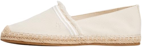 Tommy Hilfiger Damen Espadrilles Fringe Canvas Closed mit Logo, Elfenbein (Muslin), 41 von Tommy Hilfiger