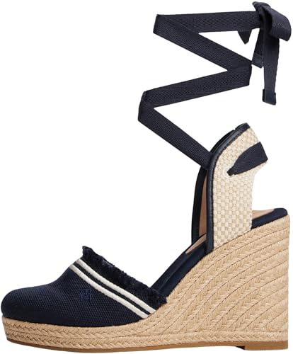 Tommy Hilfiger Damen Wedge Espadrilles Fringe Canvas mit Keilabsatz, Blau (Space Blue), 40 von Tommy Hilfiger