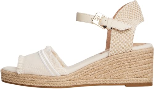 Tommy Hilfiger Damen Fringe Canvas Medium Wedge Fw0fw08879 Keil-Espadrilles, Beige (Muslin), 41 EU von Tommy Hilfiger