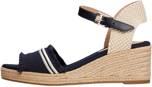 Tommy Hilfiger Damen Wedge Espadrilles Fringe Canvas mit Keilabsatz, Blau (Space Blue), 37 von Tommy Hilfiger