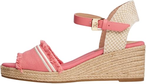 Tommy Hilfiger Damen Wedge Espadrilles Fringe Canvas mit Keilabsatz, Rot (Washed Cherry), 39 von Tommy Hilfiger
