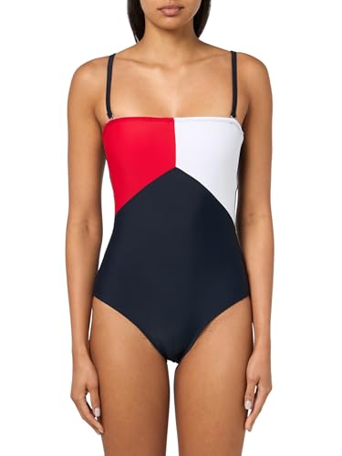 Tommy Hilfiger Damen Bandeau Color Block One Piece Swimsuit Badeanzug, Farbblock, XX-Large von Tommy Hilfiger