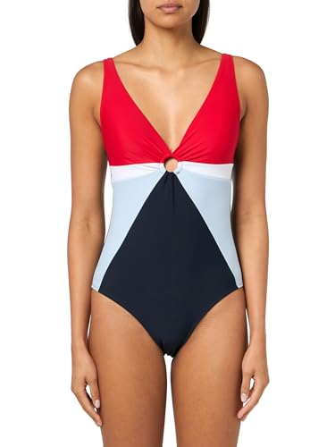 Tommy Hilfiger Damen Full Coverage Colorblocked One Piece Badeanzug, Colorblock, XXL von Tommy Hilfiger