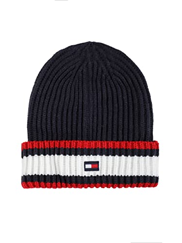 Tommy Hilfiger Damen Gestreifter Fischerhut mit Rippbündchen Beanie-Mütze, Blau, Einheitsgröße von Tommy Hilfiger