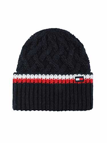 Tommy Hilfiger Damen Gitterkabel mit Streifen Manschette Hut Beanie-Mütze, Wüstenhimmel, Einheitsgröße von Tommy Hilfiger