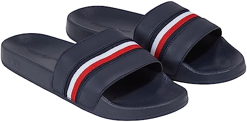 Tommy Hilfiger Damen Badeschuhe Global Stripes Slide Badelatschen, Blau (Space Blue), 37 von Tommy Hilfiger