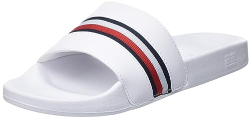 Tommy Hilfiger Damen Badeschuhe Global Stripes Slide Badelatschen, Weiß (White), 36 von Tommy Hilfiger