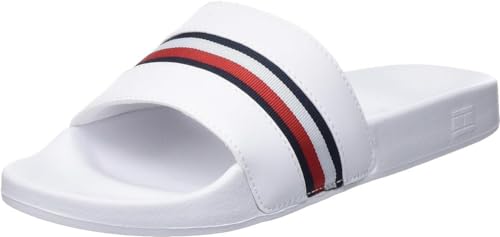 Tommy Hilfiger Damen Badeschuhe Global Stripes Slide Badelatschen, Weiß (White), 38 von Tommy Hilfiger